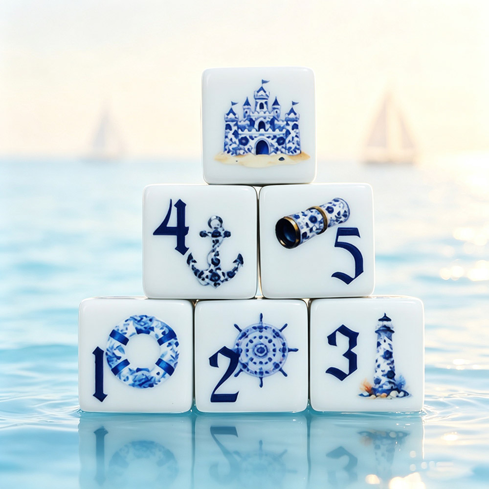 12 dados acrílicos náuticos az - Board Game Arena reseña y precio