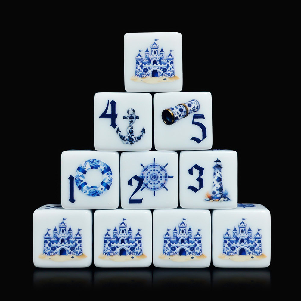 12 dados acrílicos náuticos az - Board Game Arena reseña y precio
