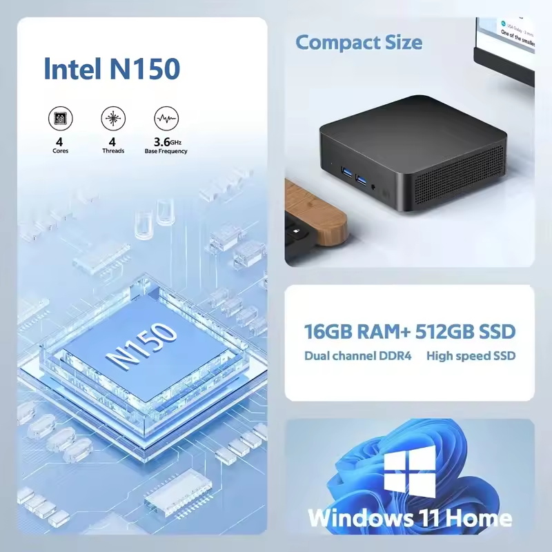 Mini PC Intel N150 2026, Compu - Board Game Pc reseña y precio